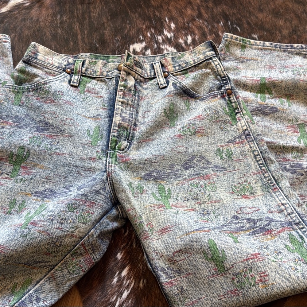 Cactus Print Denim Jeans